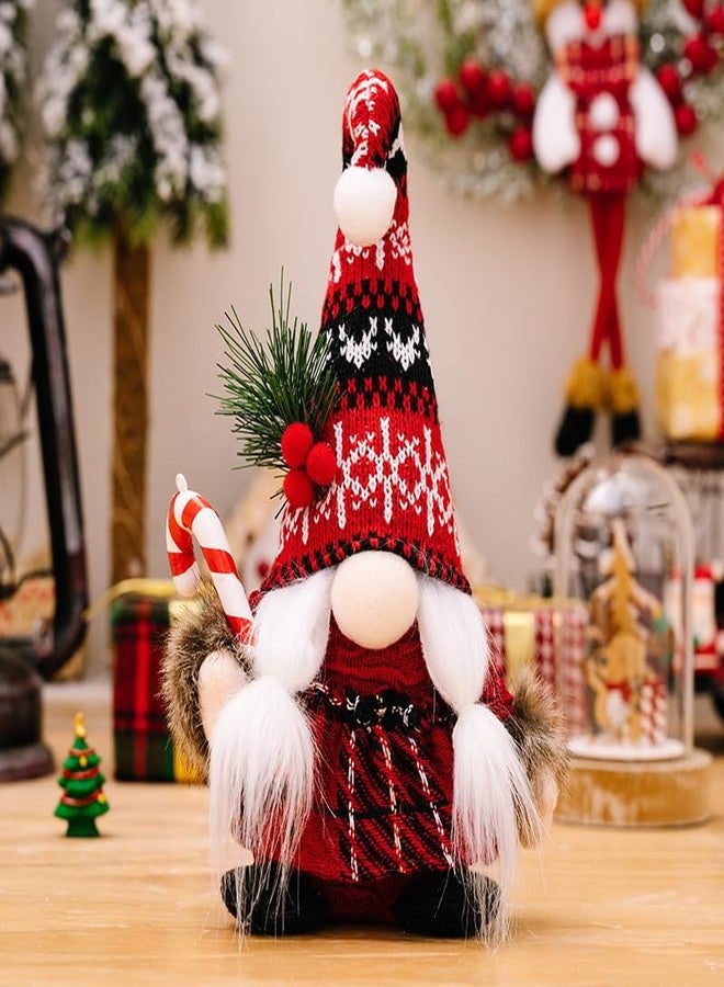 HEPOVER Christmas Gnome Decoration Plush with Gingerbread Pinecone Ponytail，Nordic Handmade Xmas Scandinavian Tomte，Resin Tree Centerpieces for Desk Shelf Fireplace Winter Holiday Christmas Decor - Image 4